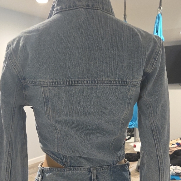 Zara Denim Cutout Jumpsuit - Picture 7 of 14